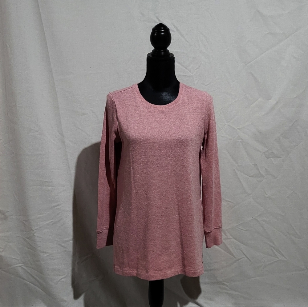 Roots sweater pink pullover tunic length preppy feminine size small fall winter